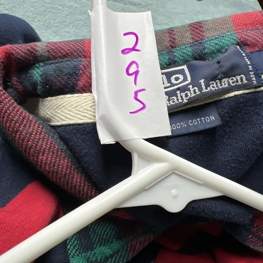 Vintage Polo Ralph Lauren Shirt Men's L Flannel Collar Colorblock Pretty Sm Pony